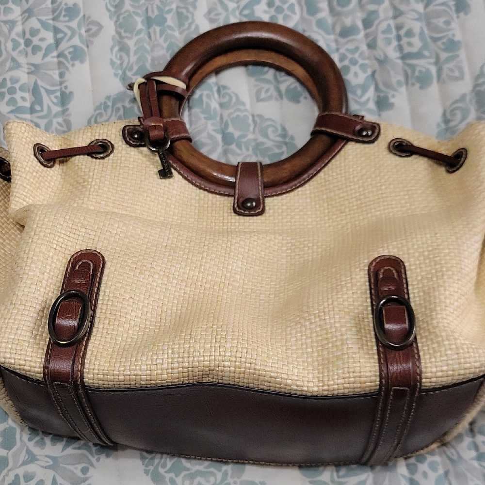 Fossil Cream and Brown Tote Bag